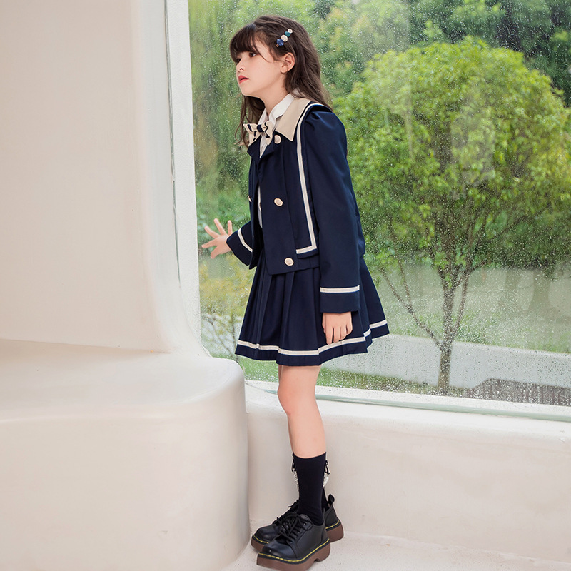 新品直营女童学院风小西服套装新款秋装儿童jk制服小学生春秋季套装裙