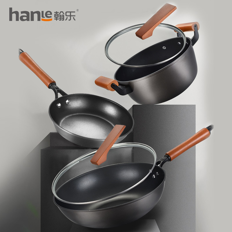 翰乐(hanle)炒锅六件套 炒锅煎锅 六件套 不粘锅具 燃气电磁炉通用 HL-T03志鸿小欣!