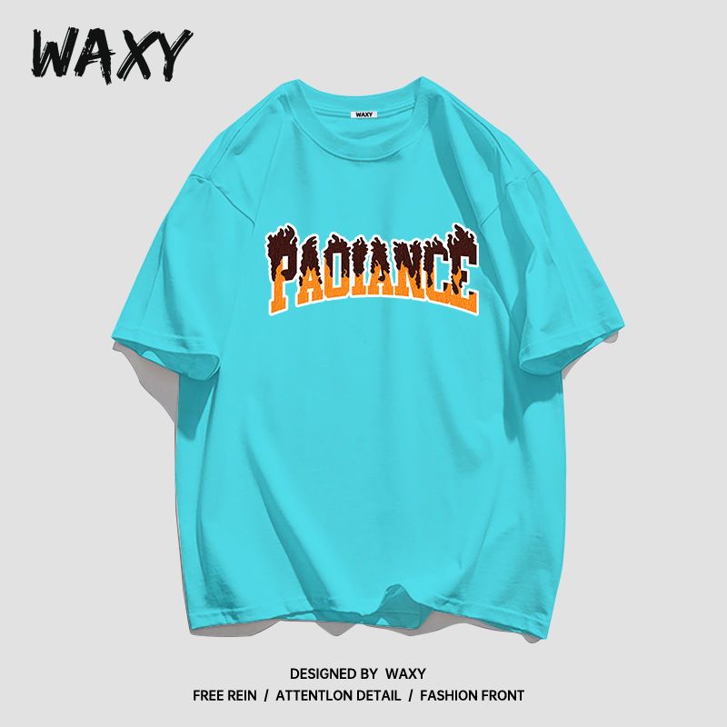 WAXY纯棉T恤圆领短袖女设计感小众学生宽松港风休闲潮流嘻哈上衣