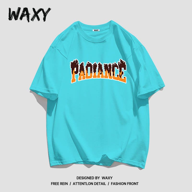 WAXY纯棉T恤圆领短袖女设计感小众学生宽松港风休闲潮流嘻哈上衣图片