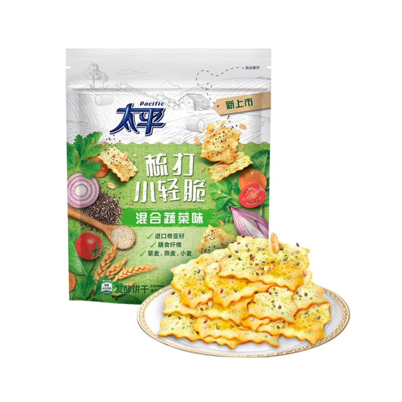 (2件8折)亿滋太平梳打 小轻脆 咸味苏打饼干零食 蔬菜奇亚籽味 150g