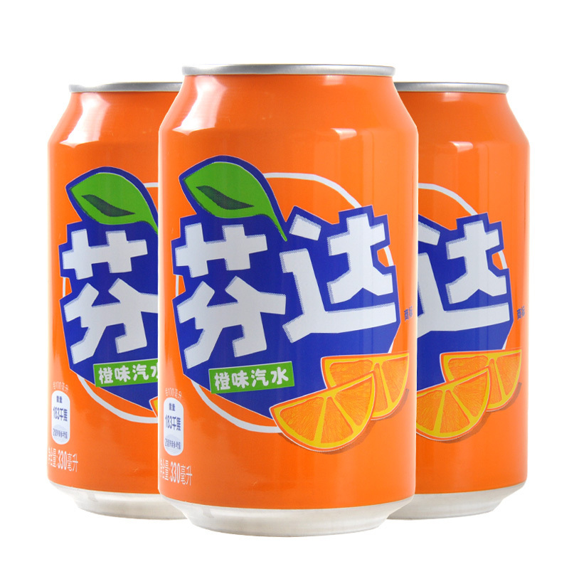 可口可乐芬达罐装330m24听碳酸饮料橙味汽水