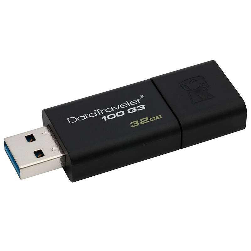 金士顿(Kingston)DT100G3 32GB USB3.0 U盘 80M/S读速 滑盖设计 方便贴心 黑色