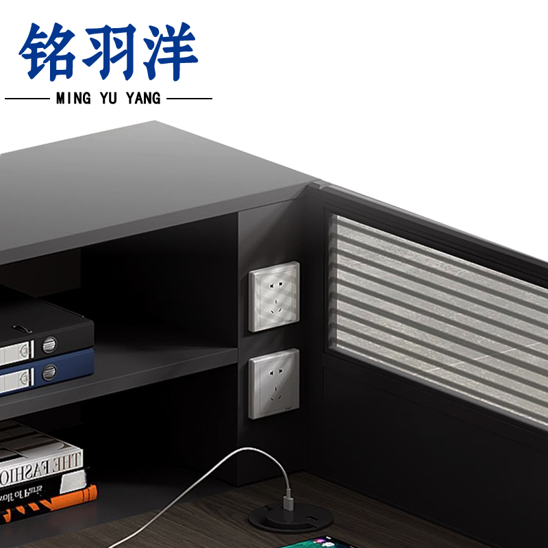 铭羽洋带床工位F型双人位带床柜套高清大图