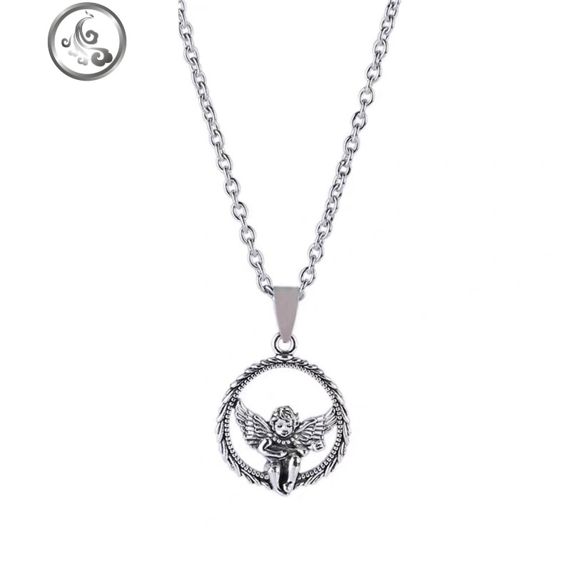 ins风天使项链许愿锁骨毛衣链蹦迪土酷个性街头闺蜜组合潮 JiMi高清大图