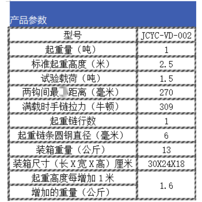 JCYC 双轴承型手拉葫芦 JCYC-VD-002 台高清大图