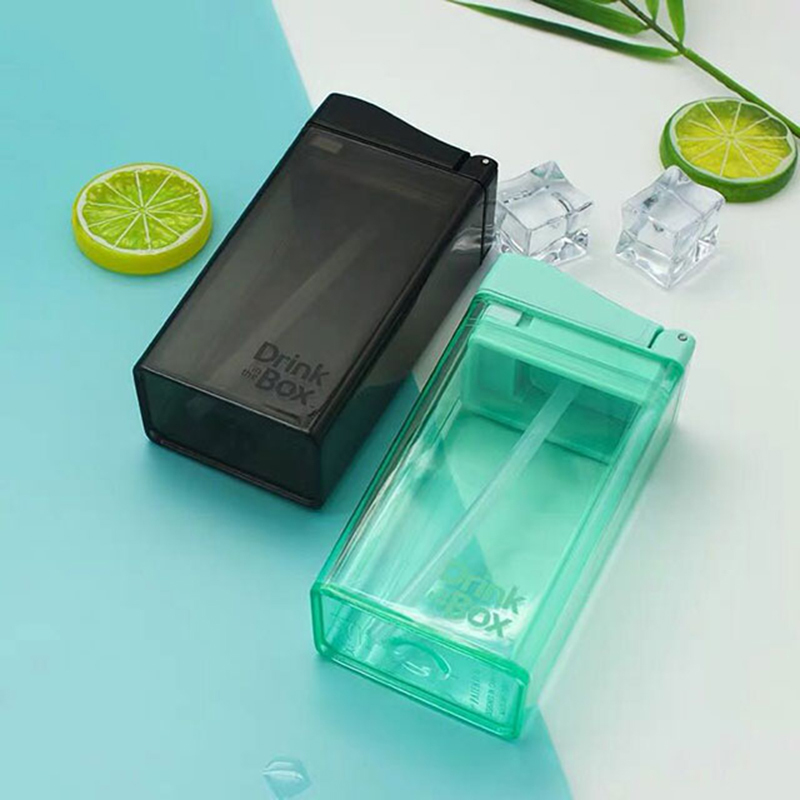 加拿大Drink in the Box儿童成人吸管杯喝水杯便携式果汁杯饮料杯糖果色小号235ml绿色