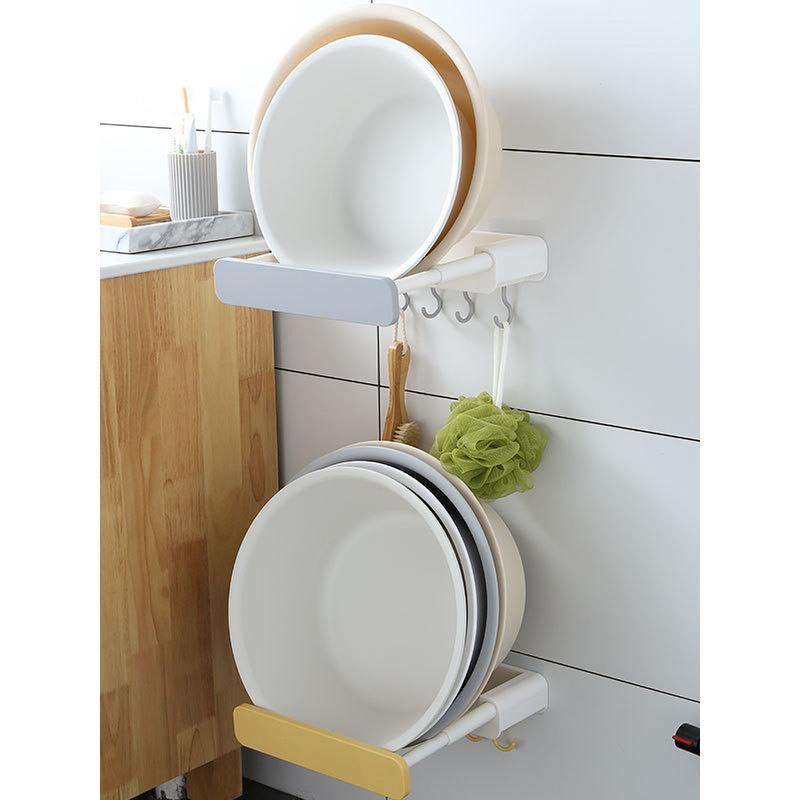 黄色免打孔脸盆架卫生间厕所盆子收纳架浴室壁挂放脸盆挂钩挂盆置物架