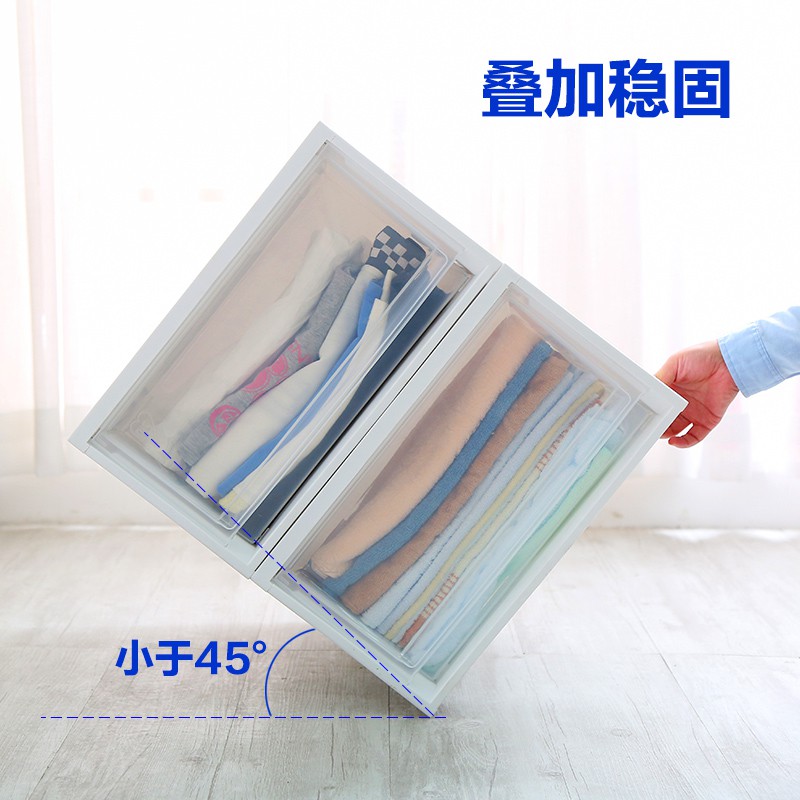 日本收纳箱爱丽丝BC500塑料透明抽屉式宝宝衣服整理箱套装 三维工匠高清大图