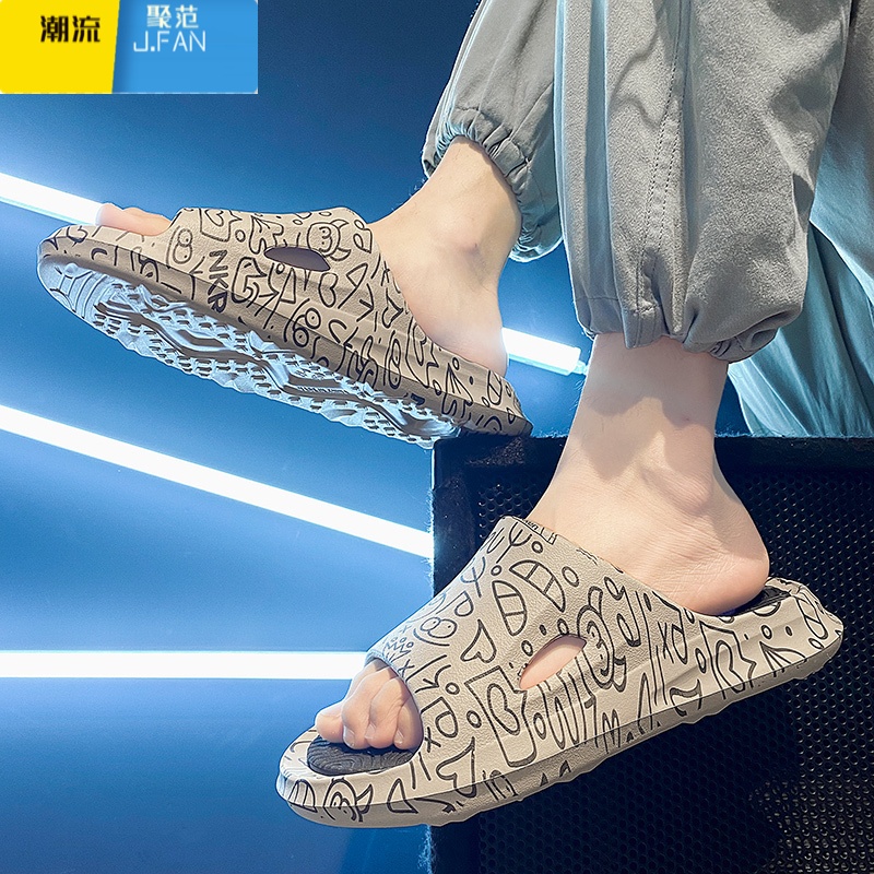聚范拖鞋男款夏季外穿踩屎感防滑耐磨厚底居家46大码运动沙滩一字凉拖高清大图