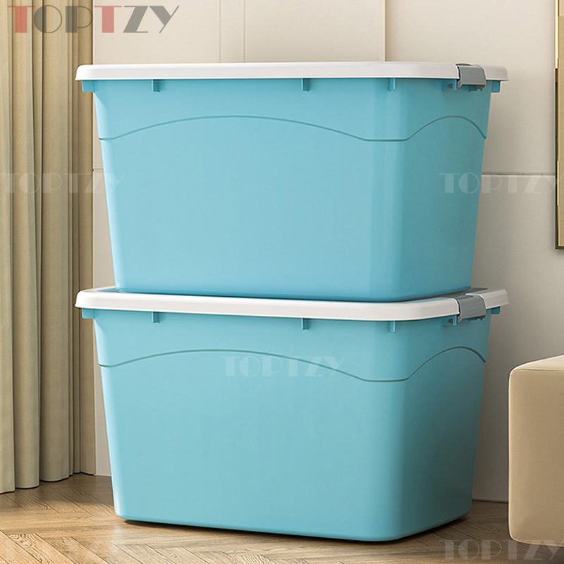 toptzy TZ3111307 塑料收纳箱衣服整理箱杂物储物箱子 80L绿色高清大图