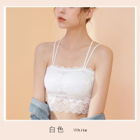 浪莎抹胸内衣女性感蕾丝美背吊带背心无钢圈防走光裹胸式文胸罩DT L适合100-130斤 白色单件装