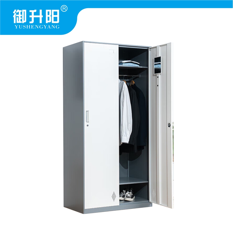 御升阳 两门更衣柜/宿舍衣柜储物柜带锁柜子灰白套色 二门 900×500×1850mm 台高清大图
