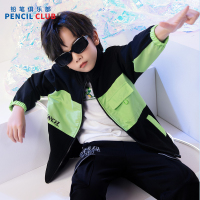 [1件3折]铅笔俱乐部童装春装新款男童外套儿童拼接上衣大童针织拉链衫