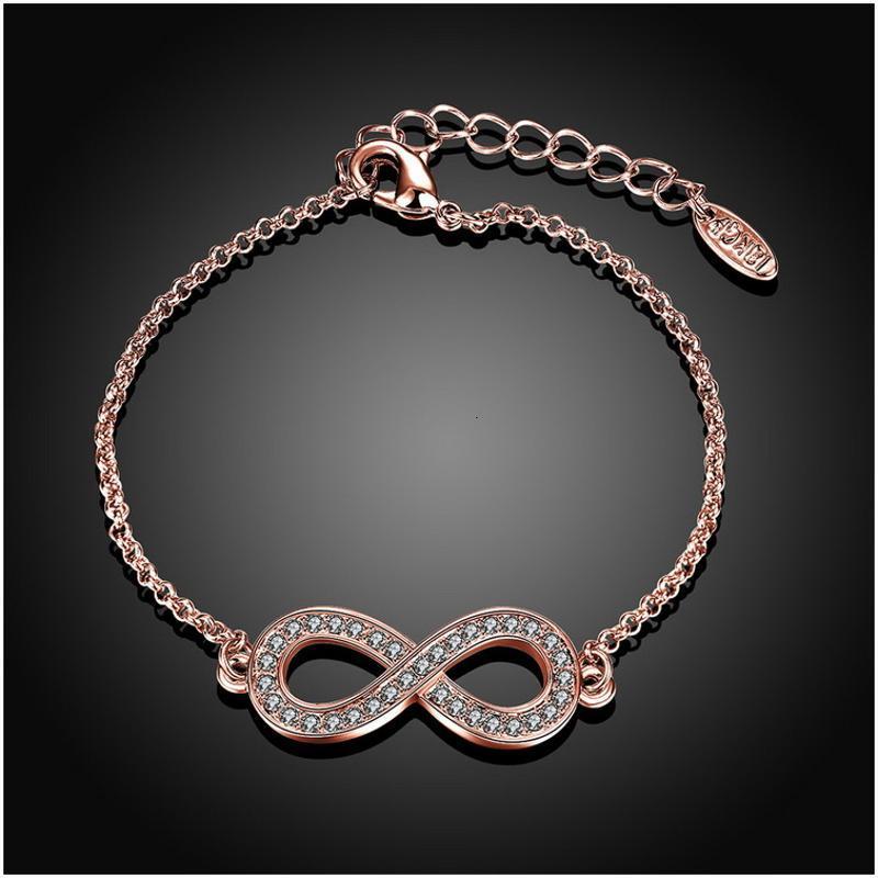B017 Women Gold Flower Bracelet 日韩时尚镀玫瑰金水晶女手链送女朋友七夕情人节礼物