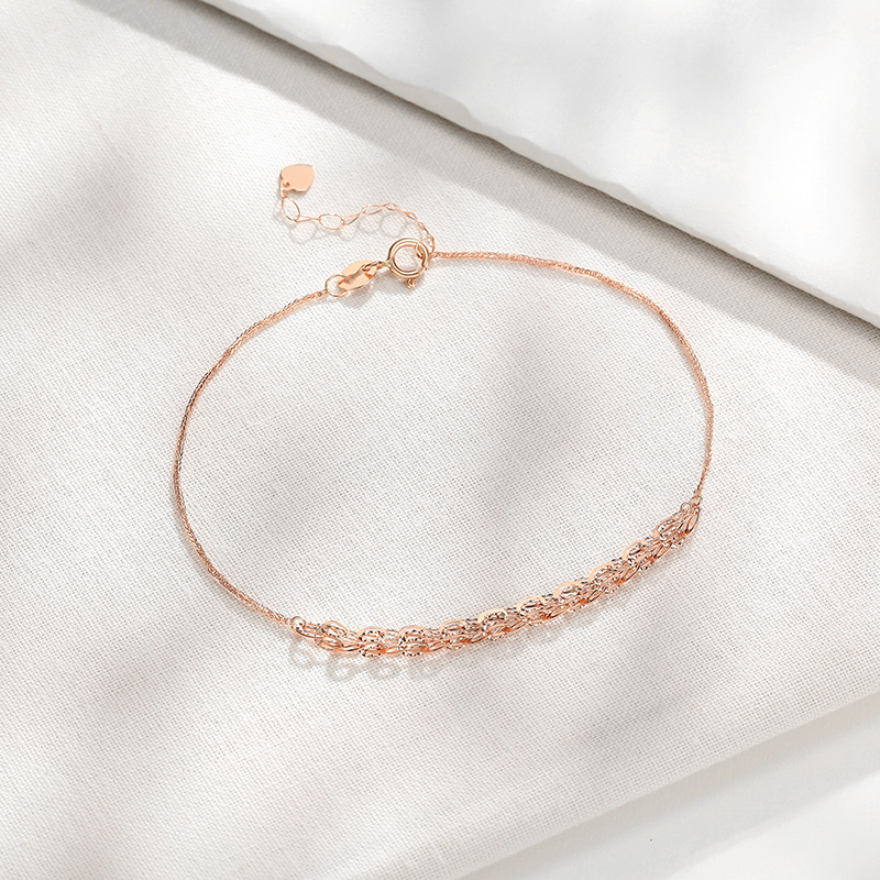 潮宏基光耀红18k金手链玫瑰彩金手饰手绳女款礼物百搭通勤