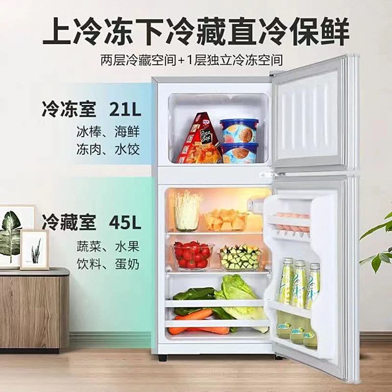志高(CHIGO) BCD-66A128D双门小冰箱 迷你两门小冰箱 家用冷藏冷冻小型电冰箱(星光银)图片