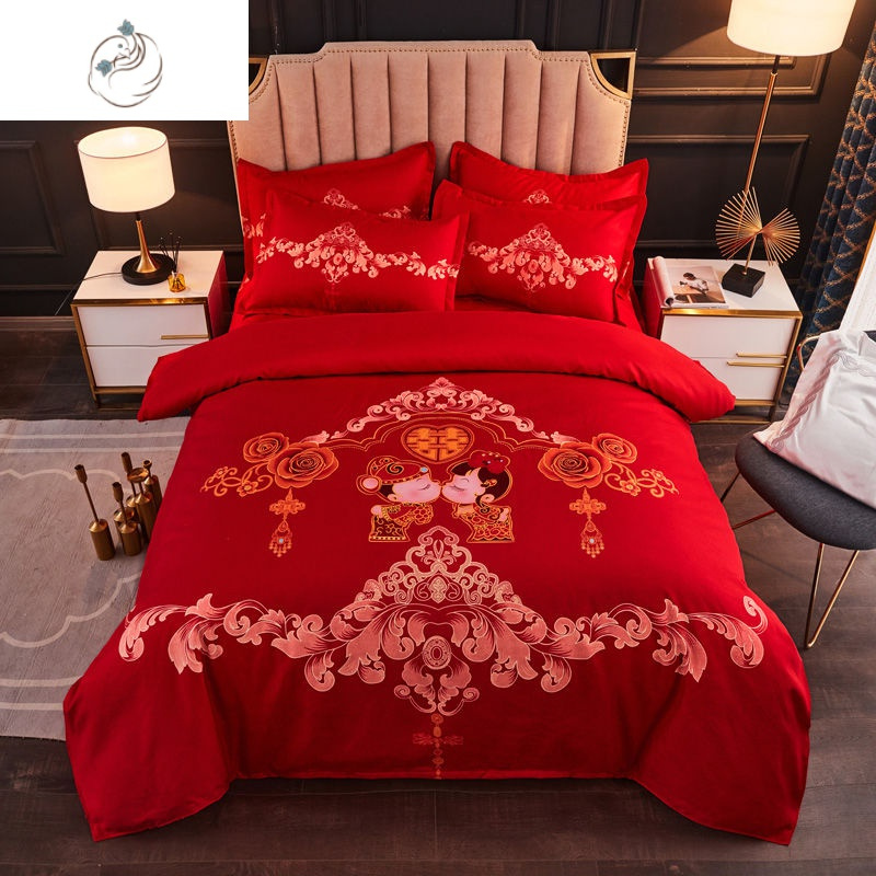 磨毛韩版s边床裙款四件套韩版公主风婚庆套件12米15米20米床舒适主义