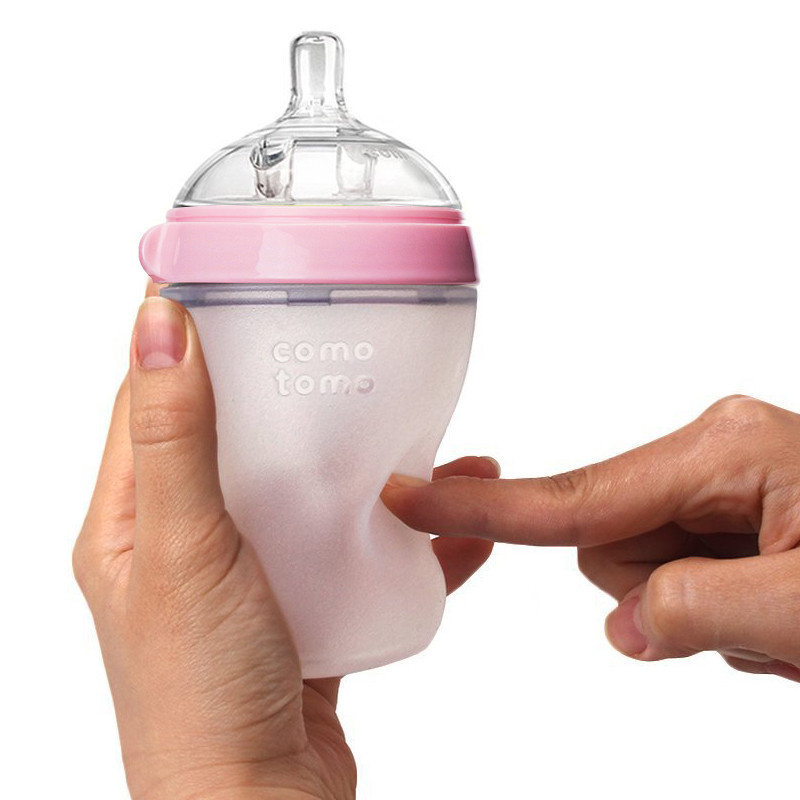 韩国原装进口 comotomo可么多么母婴幼儿童硅胶奶瓶瓶身全硅胶 250ml 粉色自带3滴奶嘴