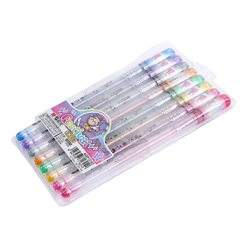 晨光 闪光彩色中性笔 GP1311 水性笔签字笔 1.0mm 8支装 8色