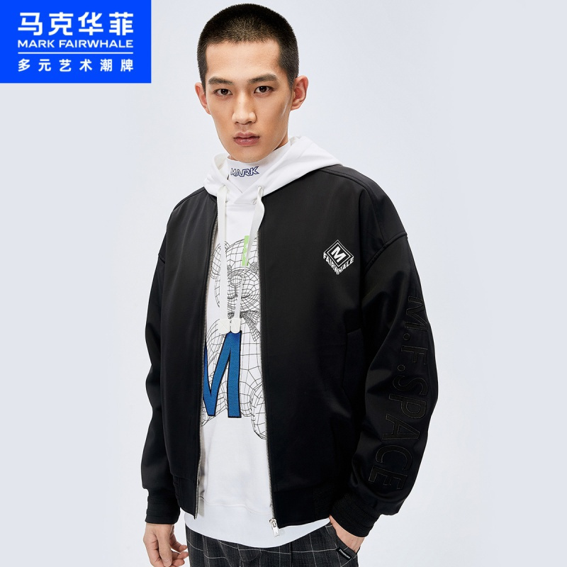 马克华菲潮牌夹克男士秋款印花潮流帅气宽松廓形棒球领外套