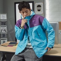 [2.5折价109元]唐狮春装新款外套男时尚拼接百搭连帽夹克潮流帅气宽松男装