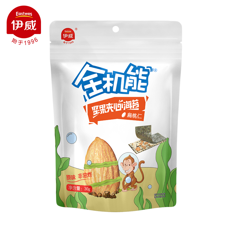 伊威( Eastwes)全机能 坚果夹心海苔(扁桃仁)30g咔嚓美味 酥脆鲜香