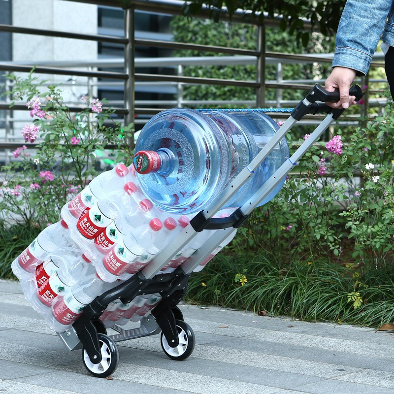 家用手拉车铝合金折叠便携购物车行李车拉杆车小拖车拉货推车三维工匠