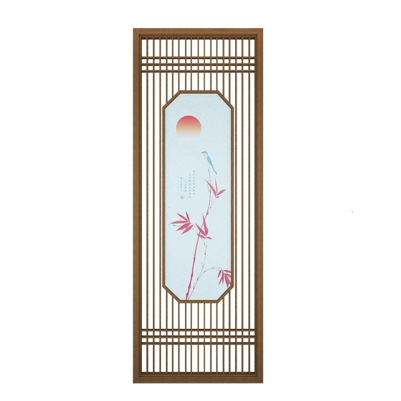 BONJEAN新中式屏风隔断墙客厅入户玄关山水花鸟遮挡家用酒店实木定制座屏高清大图
