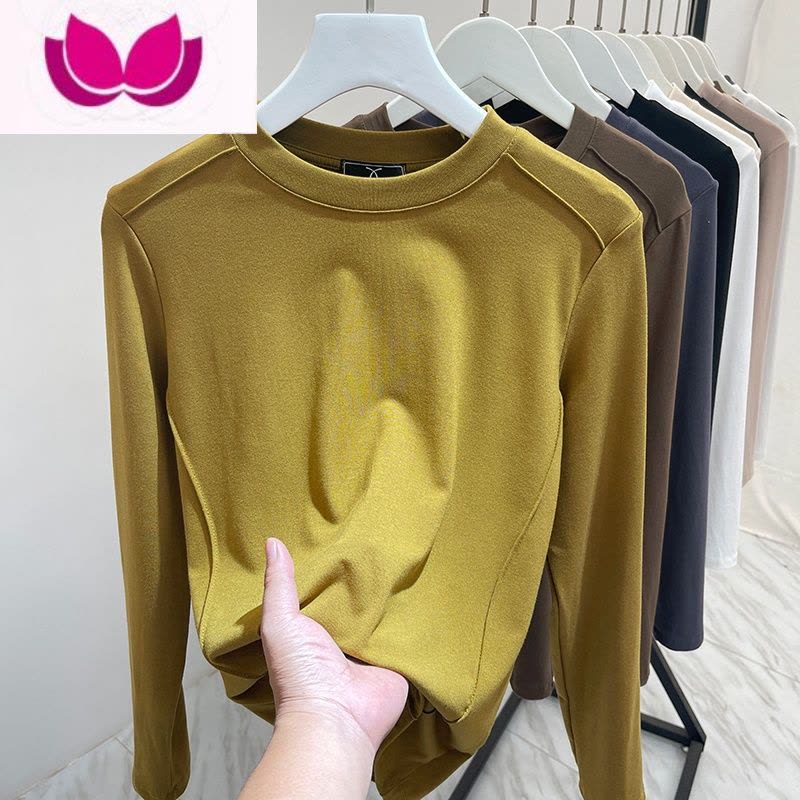 七斓欧货打底衫女2023新款内搭修身时尚洋气柔软上衣明线长袖t恤图片