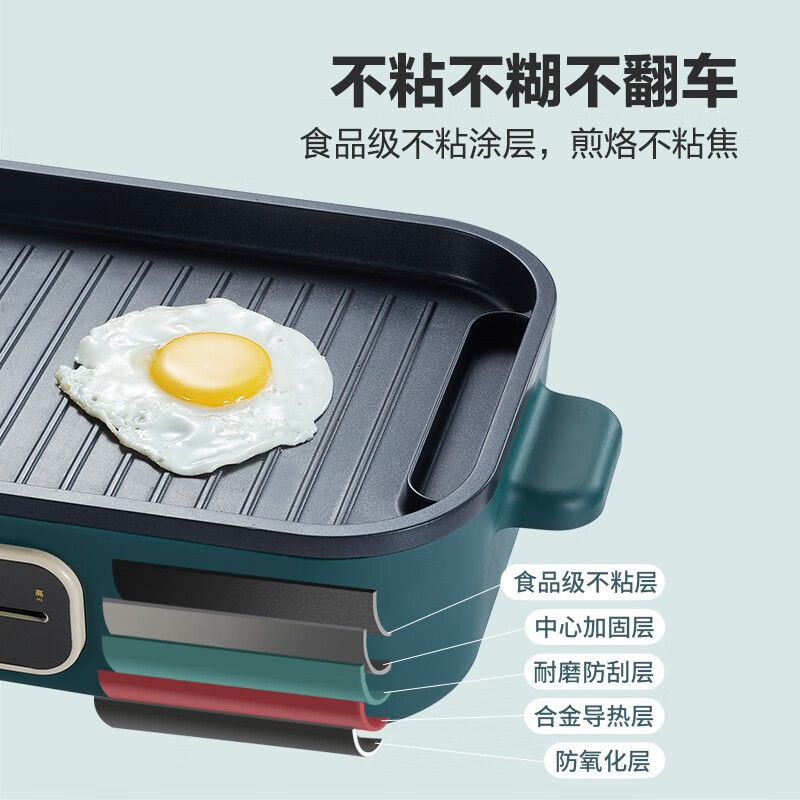 美的 电烤炉 烧烤机 多功能电火锅 家用无烟烤肉机烤涮一体锅SK5025Q2-402G