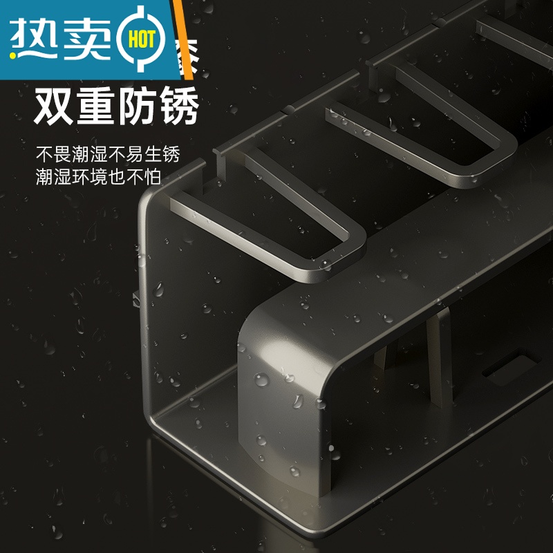 敬平枪灰浴室卫生间置物架牙刷架洗漱台厕所免打孔壁挂式梳子牙膏收纳 质感灰·四口之家+4杯[升级组合装]浴室置物架高清大图