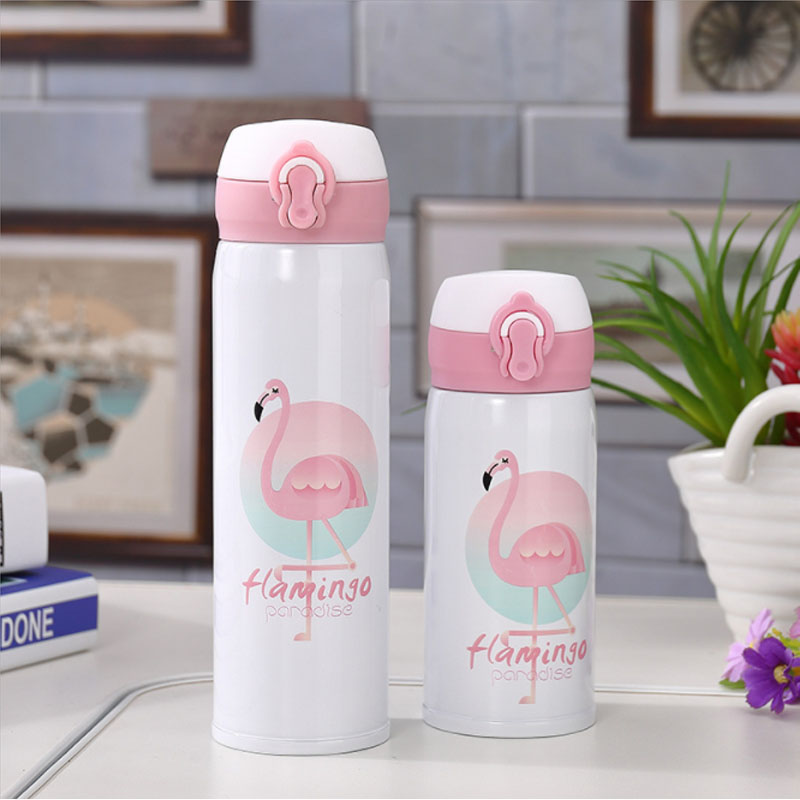 火烈鸟弹扣不锈钢保温杯高清大图