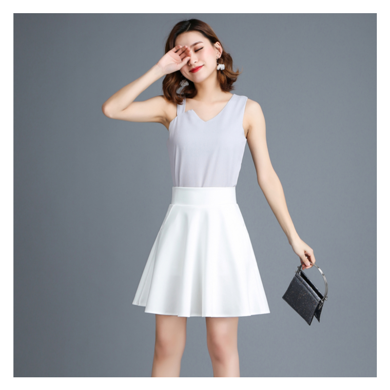 防走光半身中裙女春夏天白色高腰短裙裤裙显瘦大码中长款a字裙子