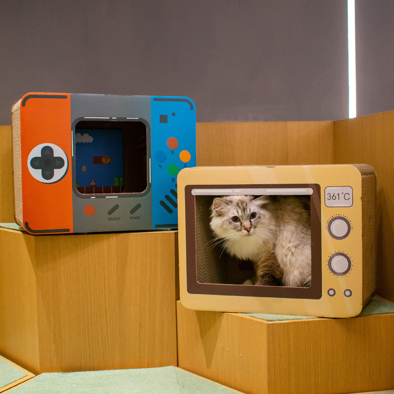 苏宁极物猫抓板趣味猫抓板立式瓦楞纸猫屋玩具用品 游戏机高清大图
