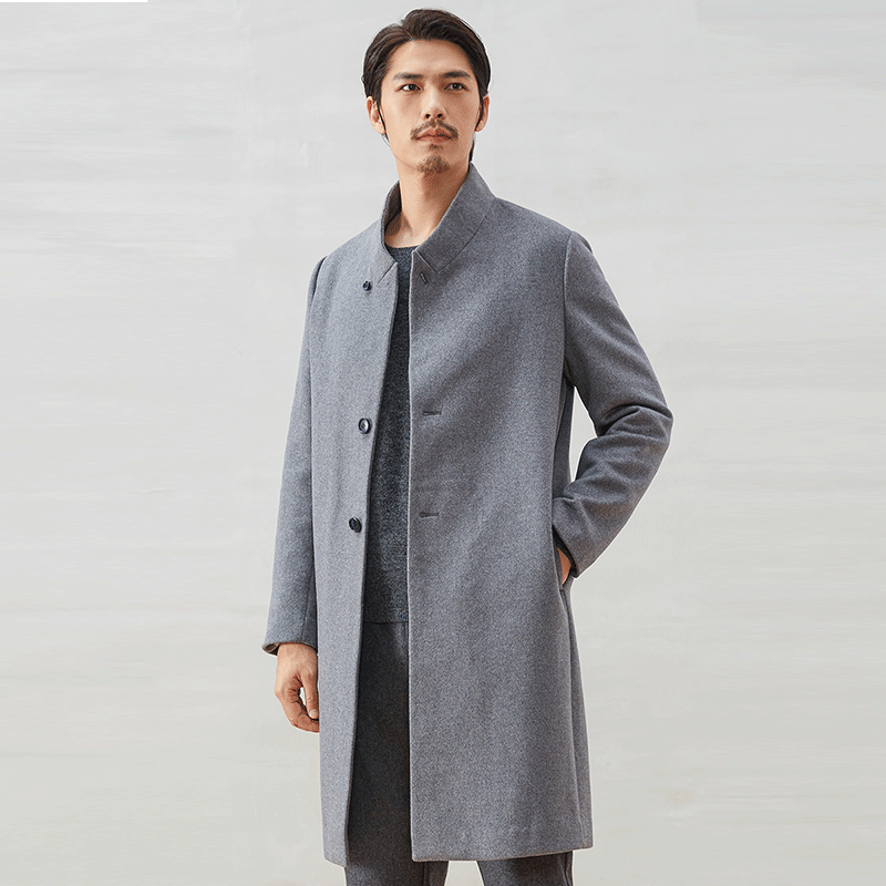 5】chin祺2020新款外套男秋冬呢子大衣中长款中式冬季男装妮子立领