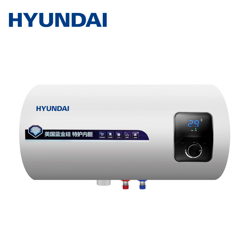 韩国现代(HYUNDAI)电热水器80升速热 Y07家用储水式 出租房新品80L节能圆桶机械旋钮蓝金硅2000W变频速热