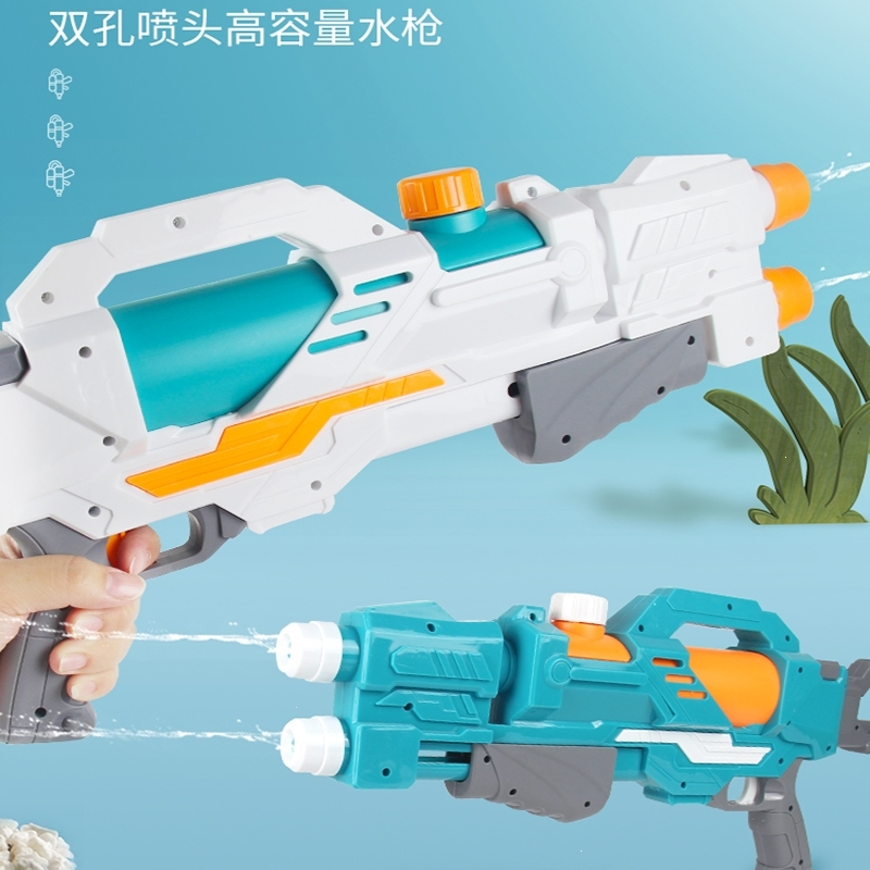 儿童水枪玩具大容量男孩呲水超大号戏水高压喷水抽拉式打水仗 先锋战士-蓝色(大号 容量260ml) 标准配置