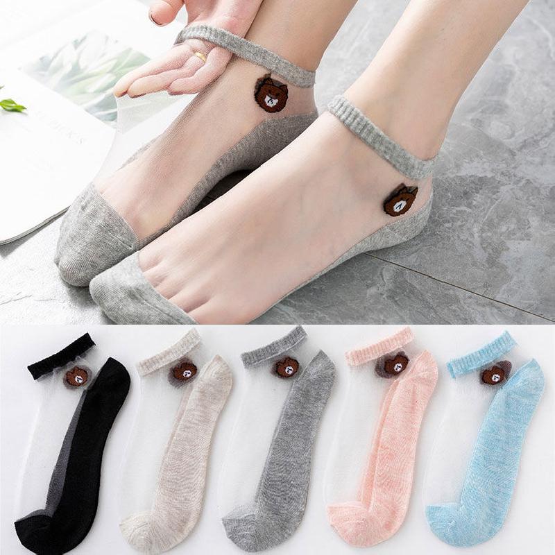 袜子女玻璃丝水晶透明短袜夏季薄款低帮隐形船袜韩版网红女袜 梨桦嫣