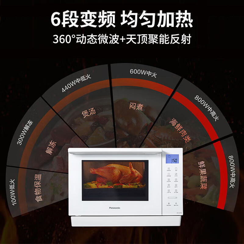 松下(Panasonic)微蒸烤炸一体机四合一台式家用变频微波炉空气炸蒸烤箱NN-DS37PW 白色