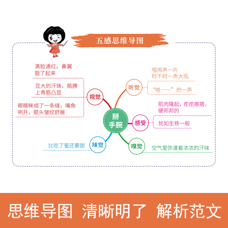 五感法写作文 小学通用 [正版] 小学生3步学会五感法写作文三到六年级小学四五年级作文素材写人写景写事记叙文大全小学三年