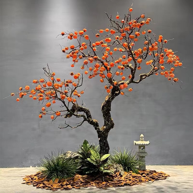 仿真柿子树许愿树落地假树橱窗装饰造景 10棵起售高清大图