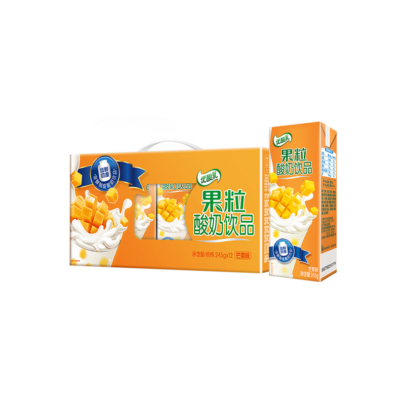 伊利优酸乳果粒酸奶饮品黄桃味-245g*12(762)