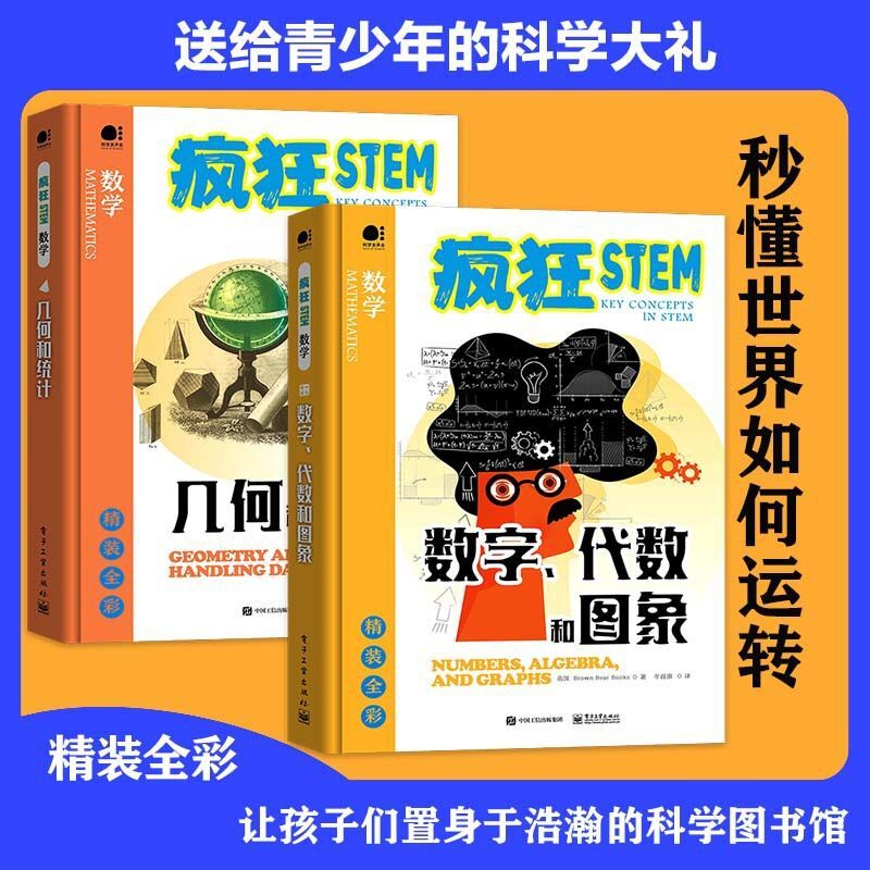 [正版] 全2本几何和统计+数字、代数和图象 全彩 8-15岁青少年科普读物 数学类书籍 高中生代数学几何学数学基础高清大图