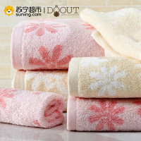 DOOUT都豪 提花海棉毛巾 加大加厚 纯棉柔软吸水 成人儿童洗脸全棉毛巾 35*76cm 粉色