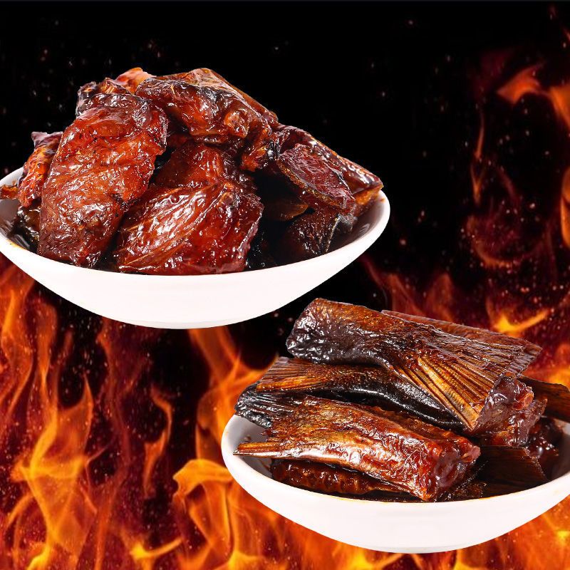 洞庭风色 香辣劲辣鱼排鱼尾湖南特产超辣零食辣淡水鱼网红休闲零食小吃 12g鱼排[香辣劲辣混合装]20包