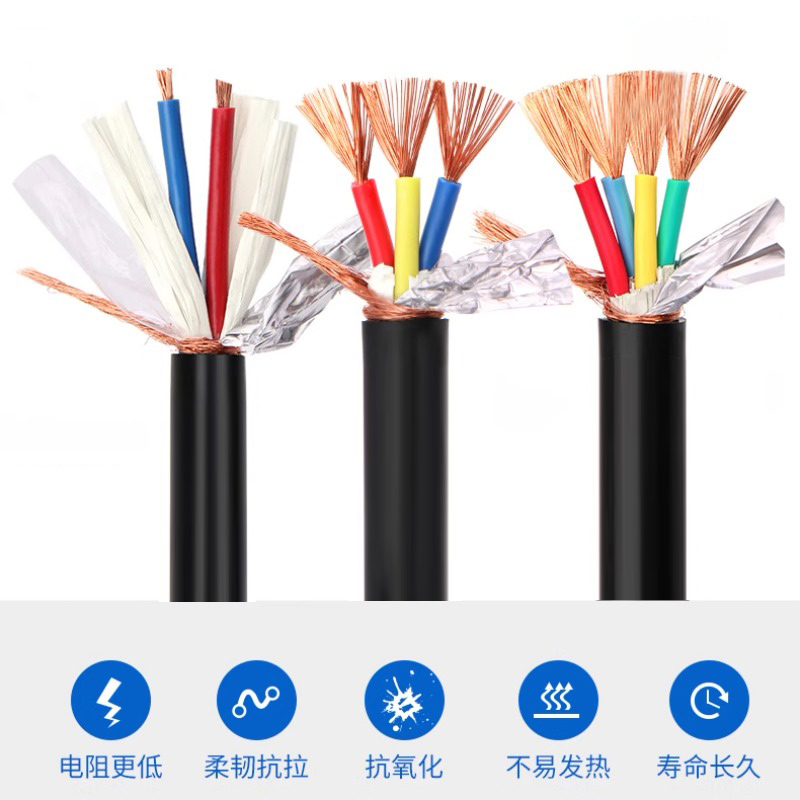 创德电线RVVP 2x1.0平方护套线 国标 屏蔽信号线 控制线 电源线 监控电源纯铜家装家用工装高清大图