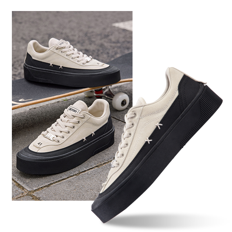 沙丘丨361°板鞋男鞋运动鞋新款情侣鞋潮流休闲鞋百搭鞋子女 燕麦奶/曜石黑 37码