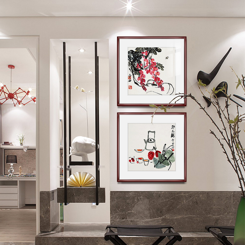 齐白石装饰画国画新中式客厅壁画卧室饭厅餐厅水墨挂画