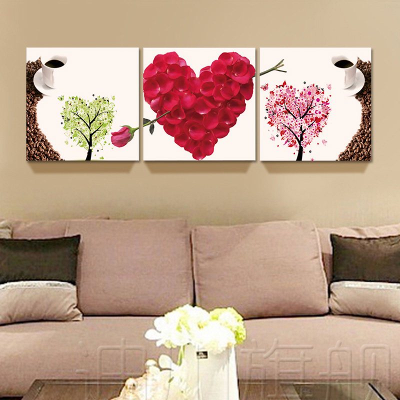 客厅装饰画 沙发背景白墙 现代简约新中式三联墙壁画